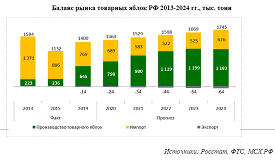 Производство яблок в России к 2024 г. вырастет в 2 раза - Центр отраслевой экспертизы РСХБ